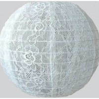 12" Paper Lantern Lace White - Regular Wire Ribbing